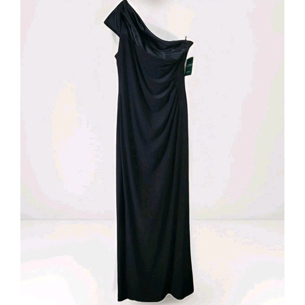 Lauren Ralph Lauren Women's Black One-Shoulder Maxi Dress Size 16 NWT